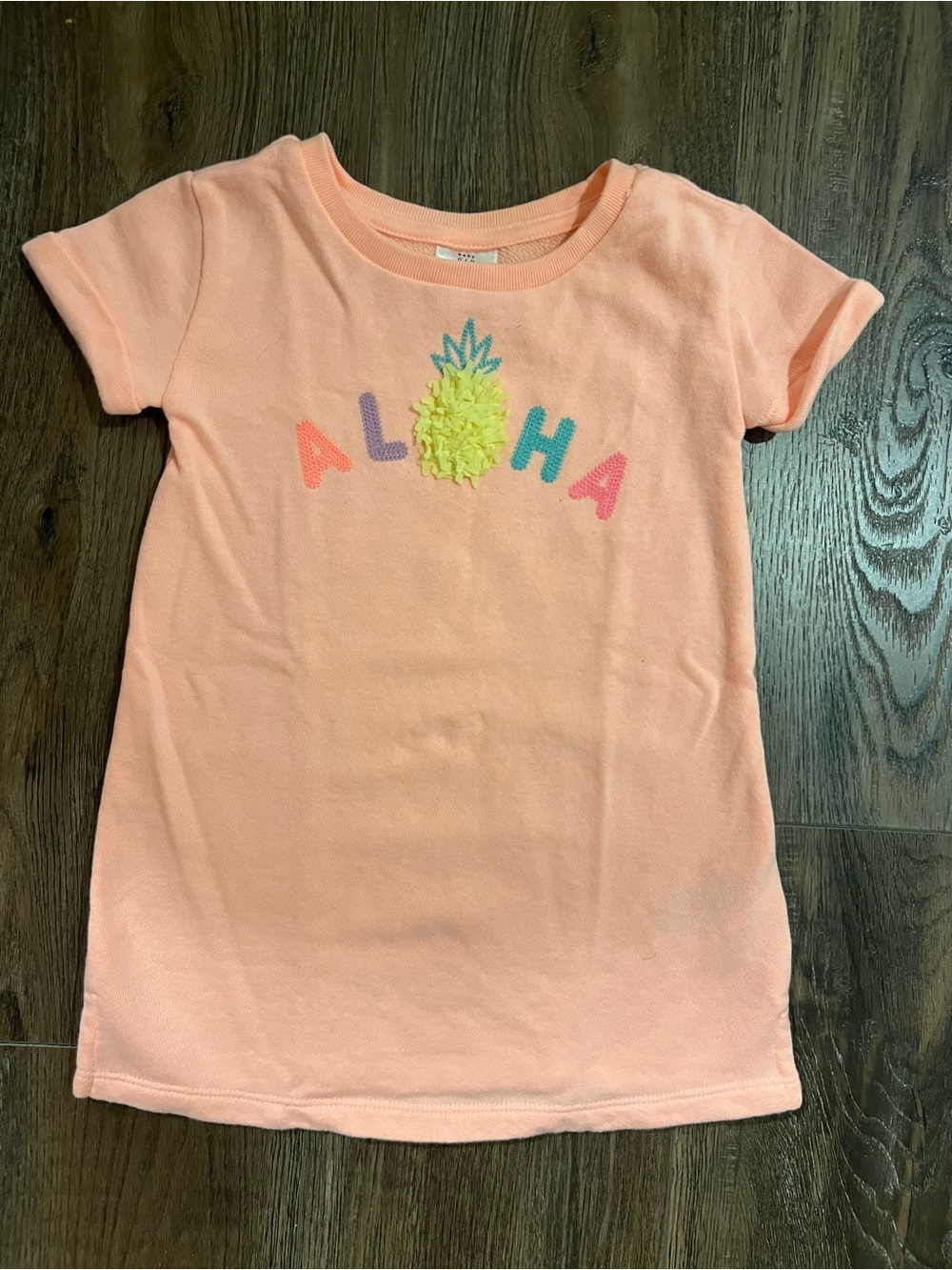 Kids Peach 'Aloha' Pineapple Sweatshirt Dress
